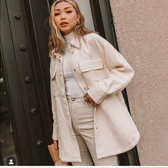 H&M Jackets & Blazers - H&M pearl detail shacket bloggers favorite